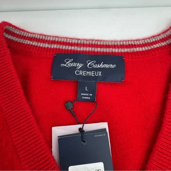 $200 Daniel Cremieux Men’s LLuxury 100% Cashmere V Neck Pullover Red Sweater